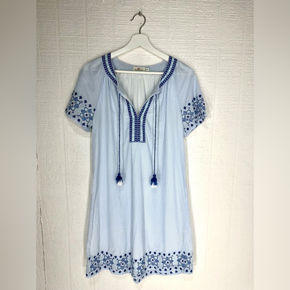Vineyard vines embroidered stripe tassel mini dress size XS